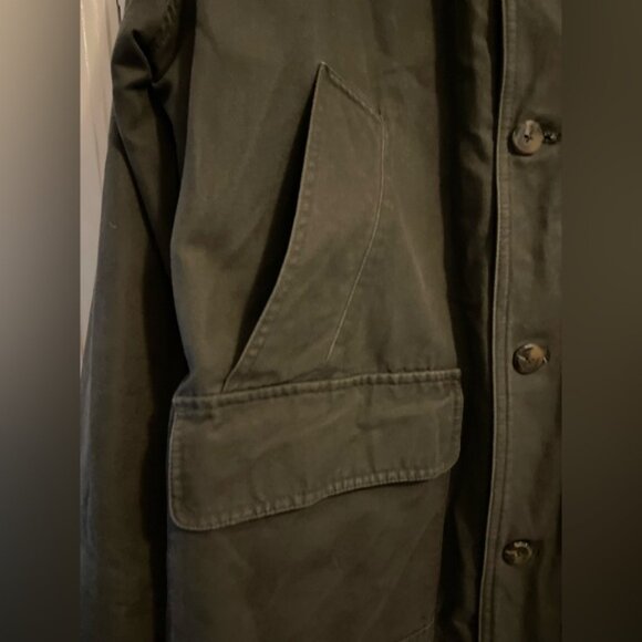 Vintage Eddie Bauer Green Barn Chore Field Coat  Corduroy Collar Cuffs Large - Picture 3 of 14